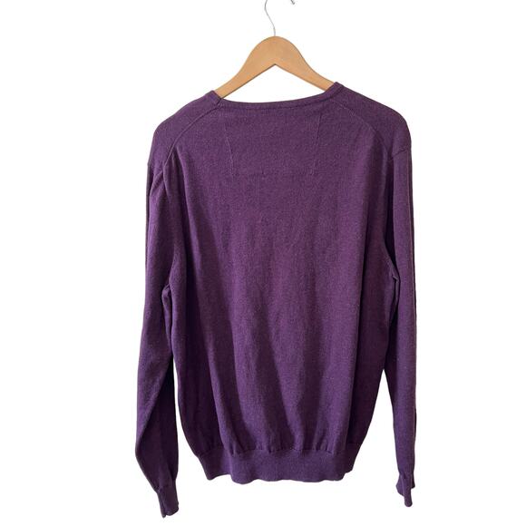 Hickey Freeman cotton cashmere crewneck sweater eggplant L - Picture 3 of 6